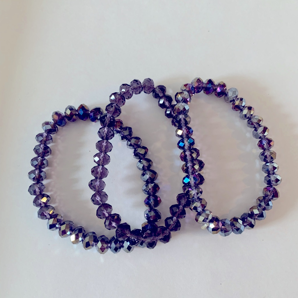 Purple Stone Color Stretch Bracelets 3 Of Them